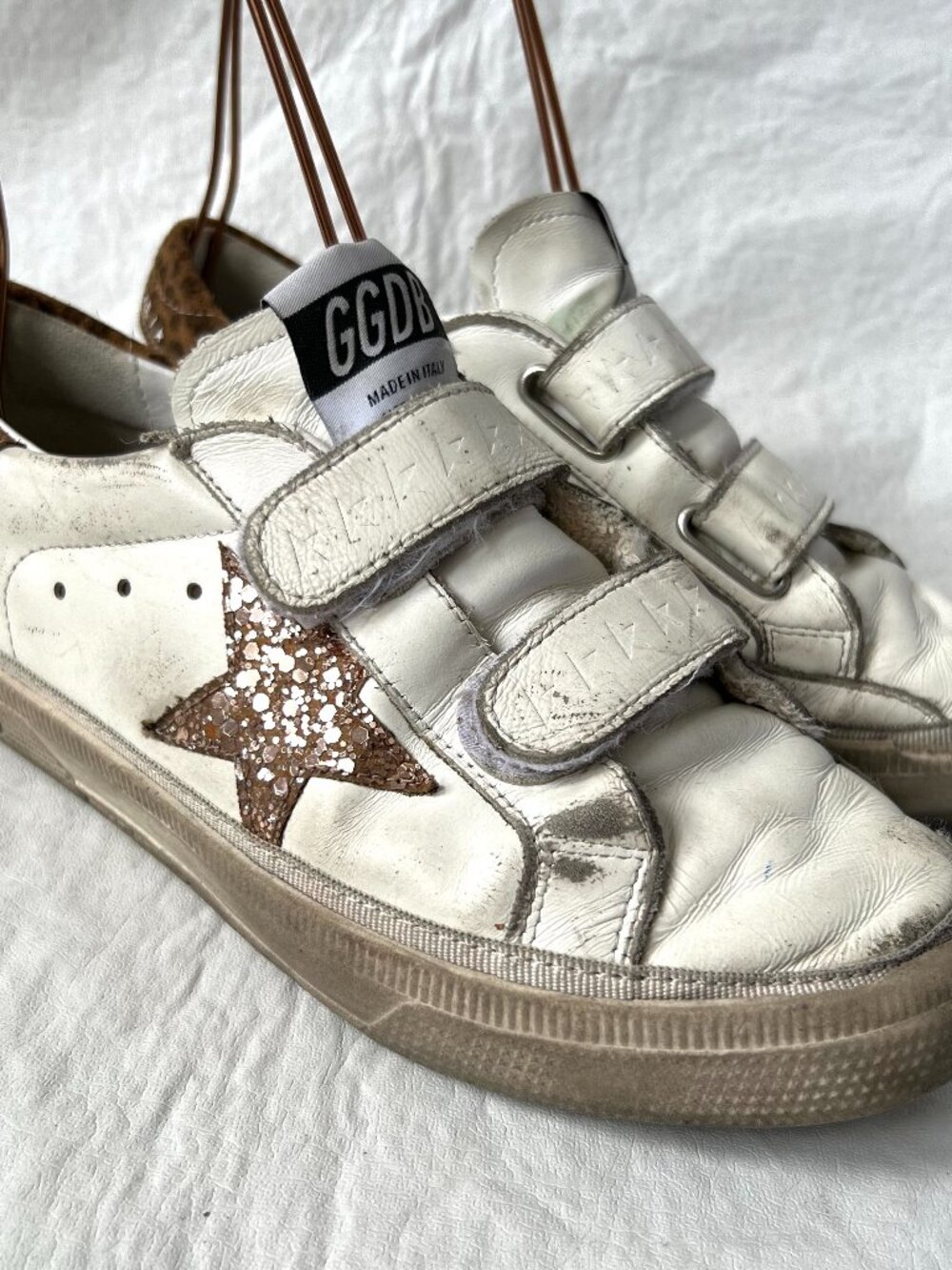 Golden Goose sneakers May School Young kids 36 white leather leopard print heel